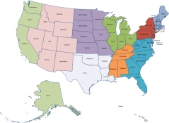 Map of United States grouped by US Census Region