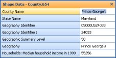 Maryland_MapShape_ShapeData Visio Shape Data window